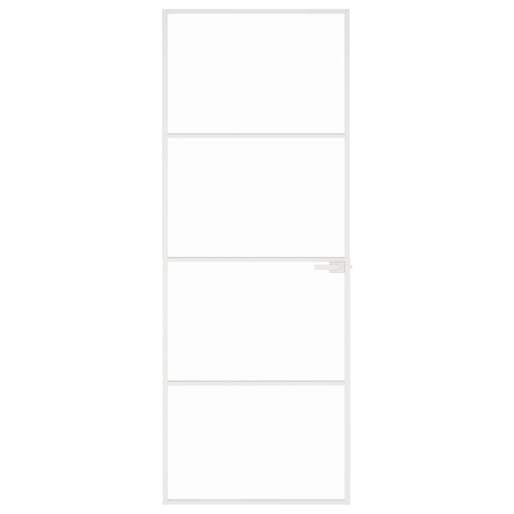 Innentür Weiß 76x201,5 cm Hartglas & Aluminium Schlank