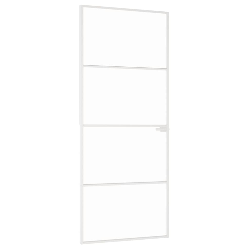 Innentür Weiß 83x201,5 cm Hartglas & Aluminium Schlank