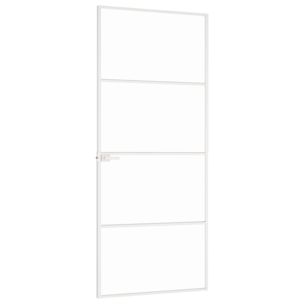 Innentür Weiß 83x201,5 cm Hartglas & Aluminium Schlank