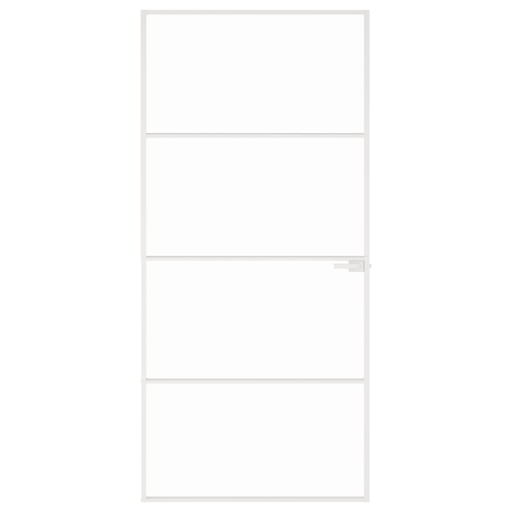 Innentür Weiß 93x201,5 cm Hartglas & Aluminium Schlank