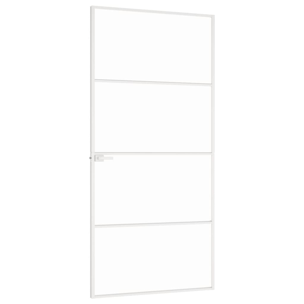 Innentür Weiß 93x201,5 cm Hartglas & Aluminium Schlank