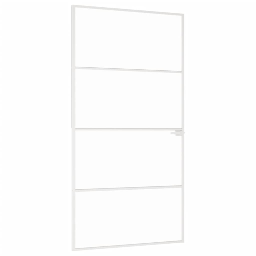 Innentür Weiß 102x201,5 cm Hartglas & Aluminium Schlank