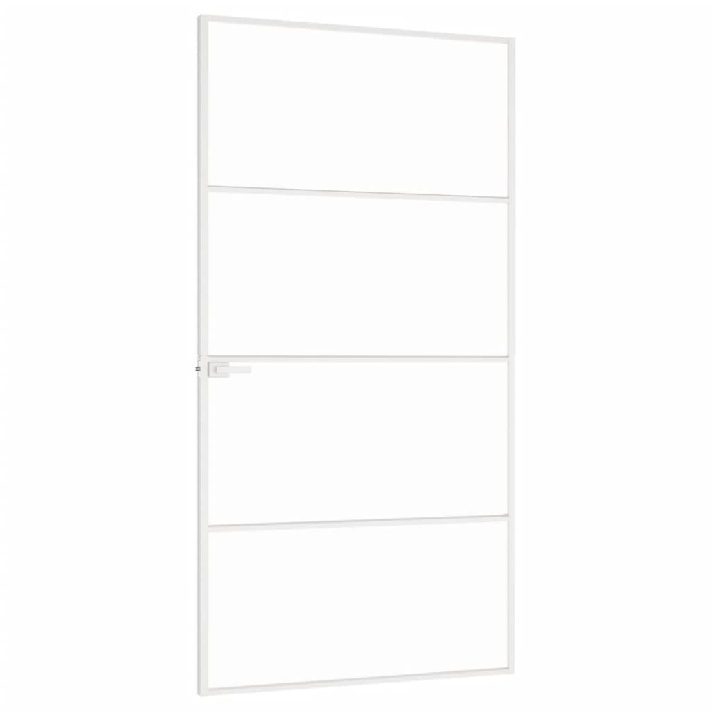 Innentür Weiß 102x201,5 cm Hartglas & Aluminium Schlank