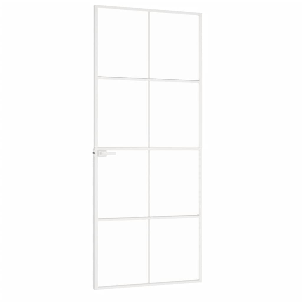 Innentür Weiß 83x201,5 cm Hartglas & Aluminium Schlank