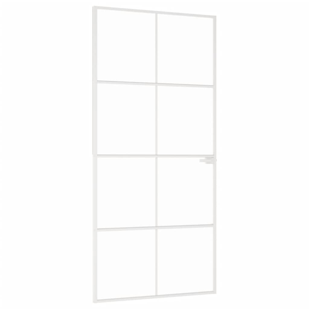 Innentür Weiß 93x201,5 cm Hartglas & Aluminium Schlank