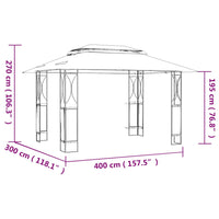 Thumbnail for Pavillon mit Dach Anthrazit 400x300x270 cm Stahl