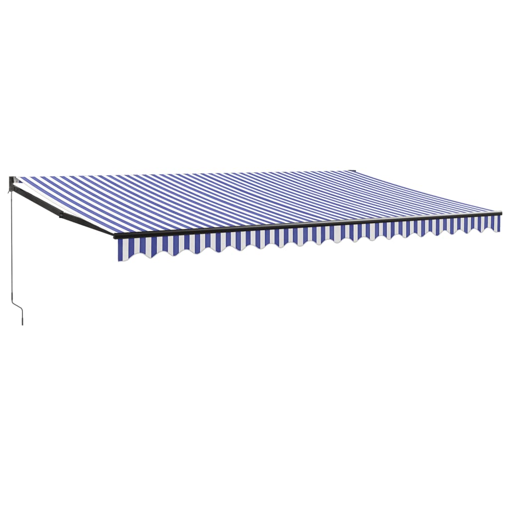 Gelenkarmmarkise Blau und Weiß 5x3 m Stoff und Aluminium