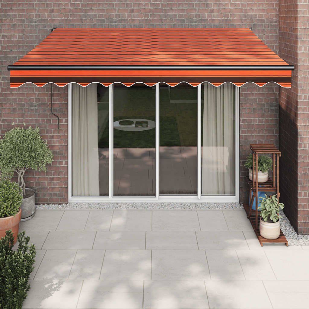 Gelenkarmmarkise Orange und Braun 3x2,5 m Stoff und Aluminium
