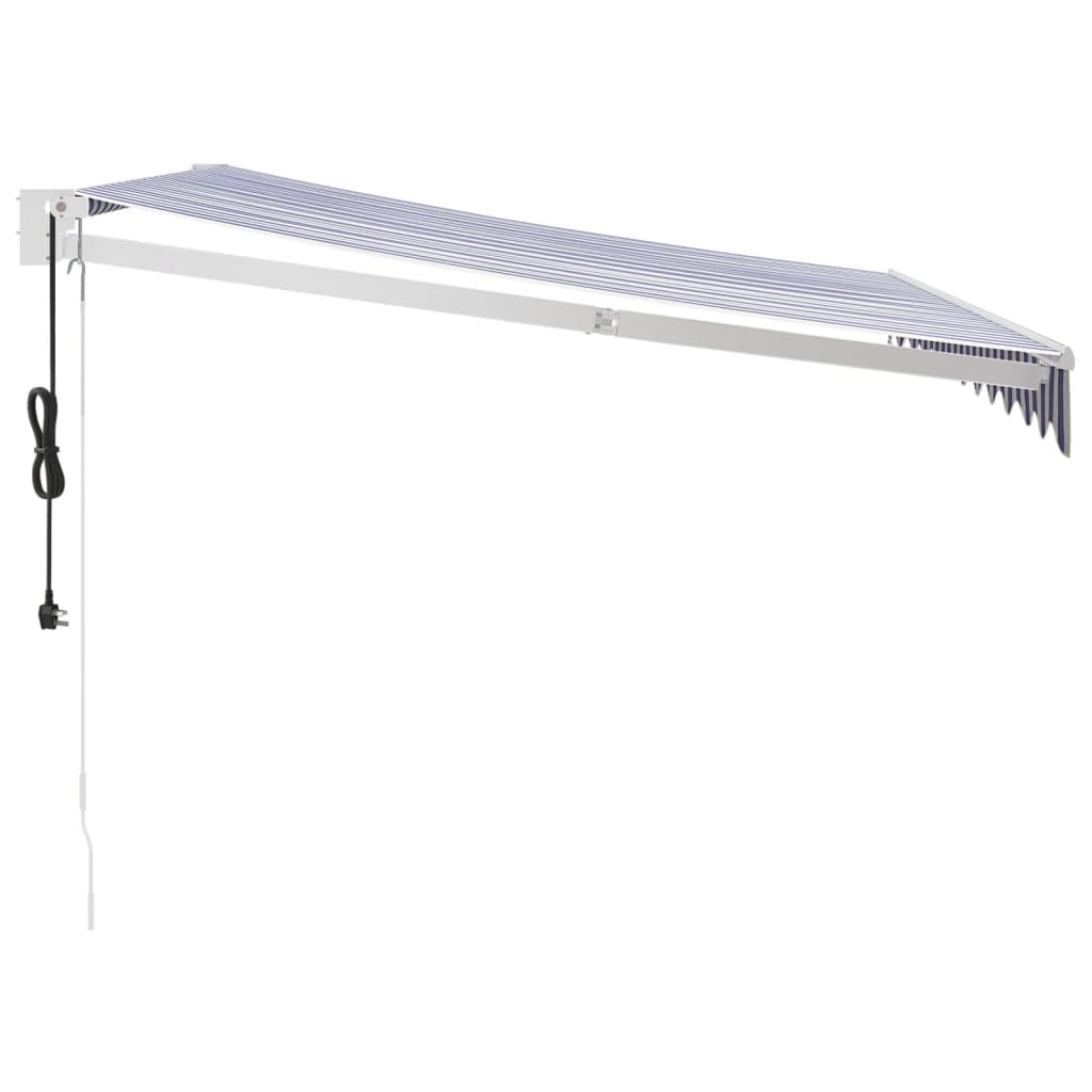 Gelenkarmmarkise Blau und Weiß 3x2,5 m Stoff und Aluminium