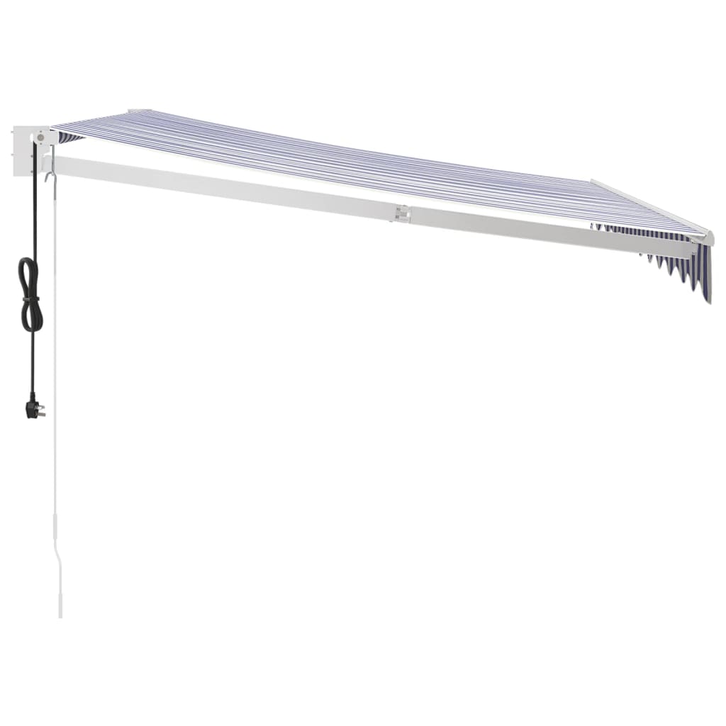 Gelenkarmmarkise Blau und Weiß 3,5x2,5 m Stoff und Aluminium