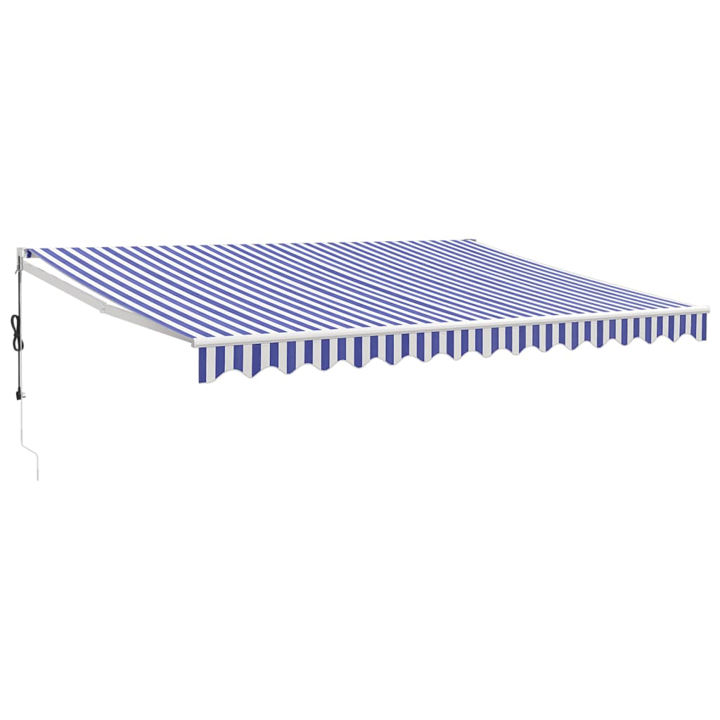 Gelenkarmmarkise Blau und Weiß 4x3 m Stoff und Aluminium