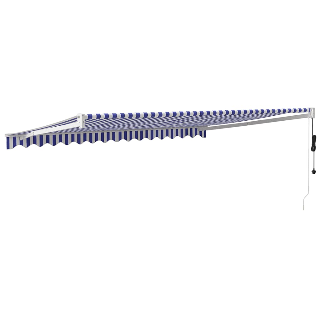 Gelenkarmmarkise Blau und Weiß 4x3 m Stoff und Aluminium