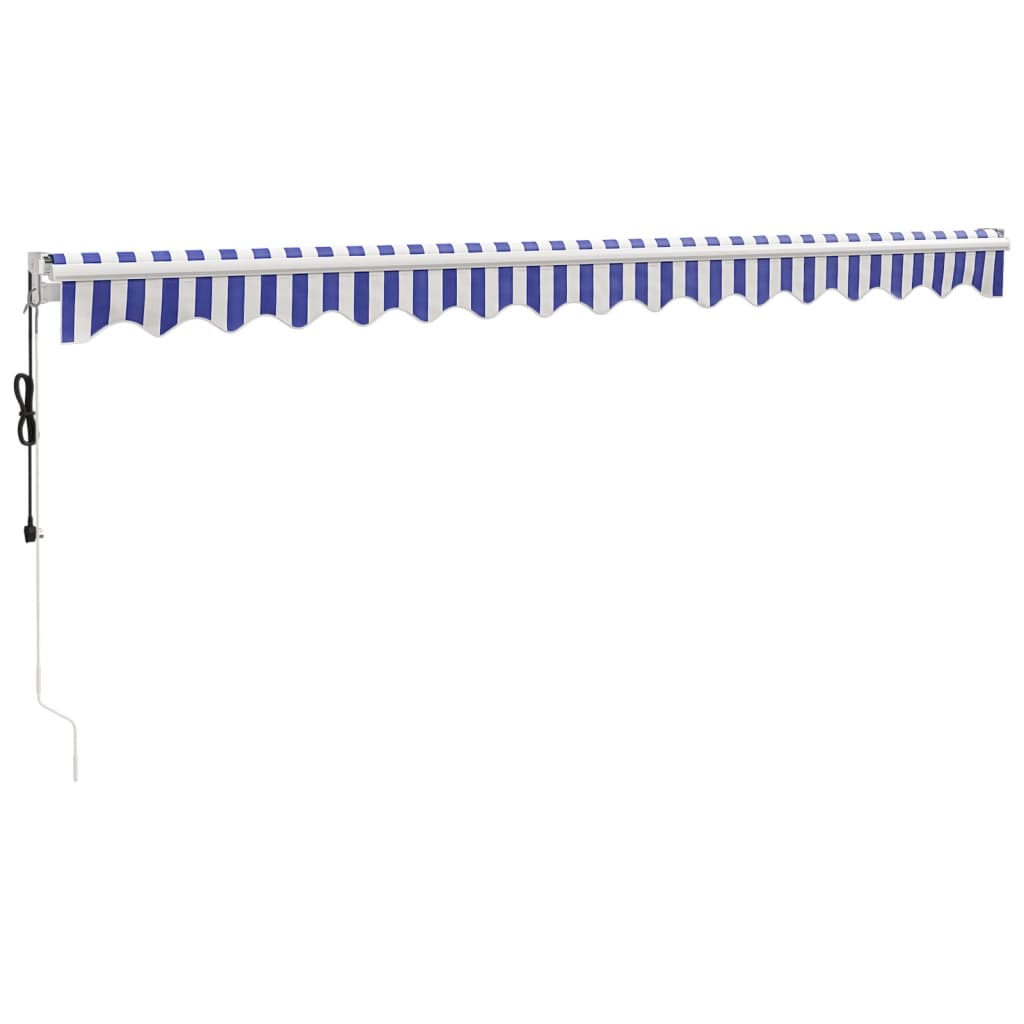 Gelenkarmmarkise Blau und Weiß 4x3 m Stoff und Aluminium