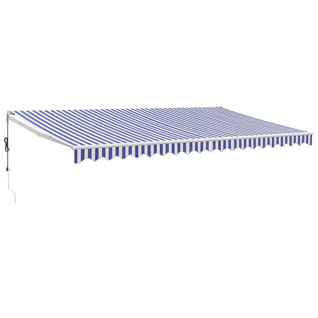Gelenkarmmarkise Blau und Weiß 5x3 m Stoff und Aluminium