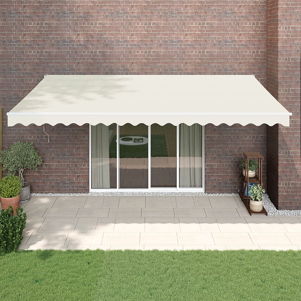 Gelenkarmmarkise Creme 5x3 m Stoff und Aluminium