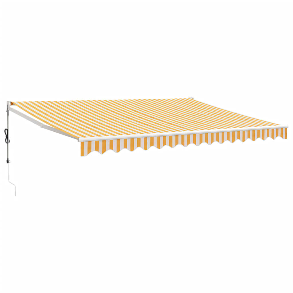 Gelenkarmmarkise Gelb und Weiß 4x3 m Stoff und Aluminium