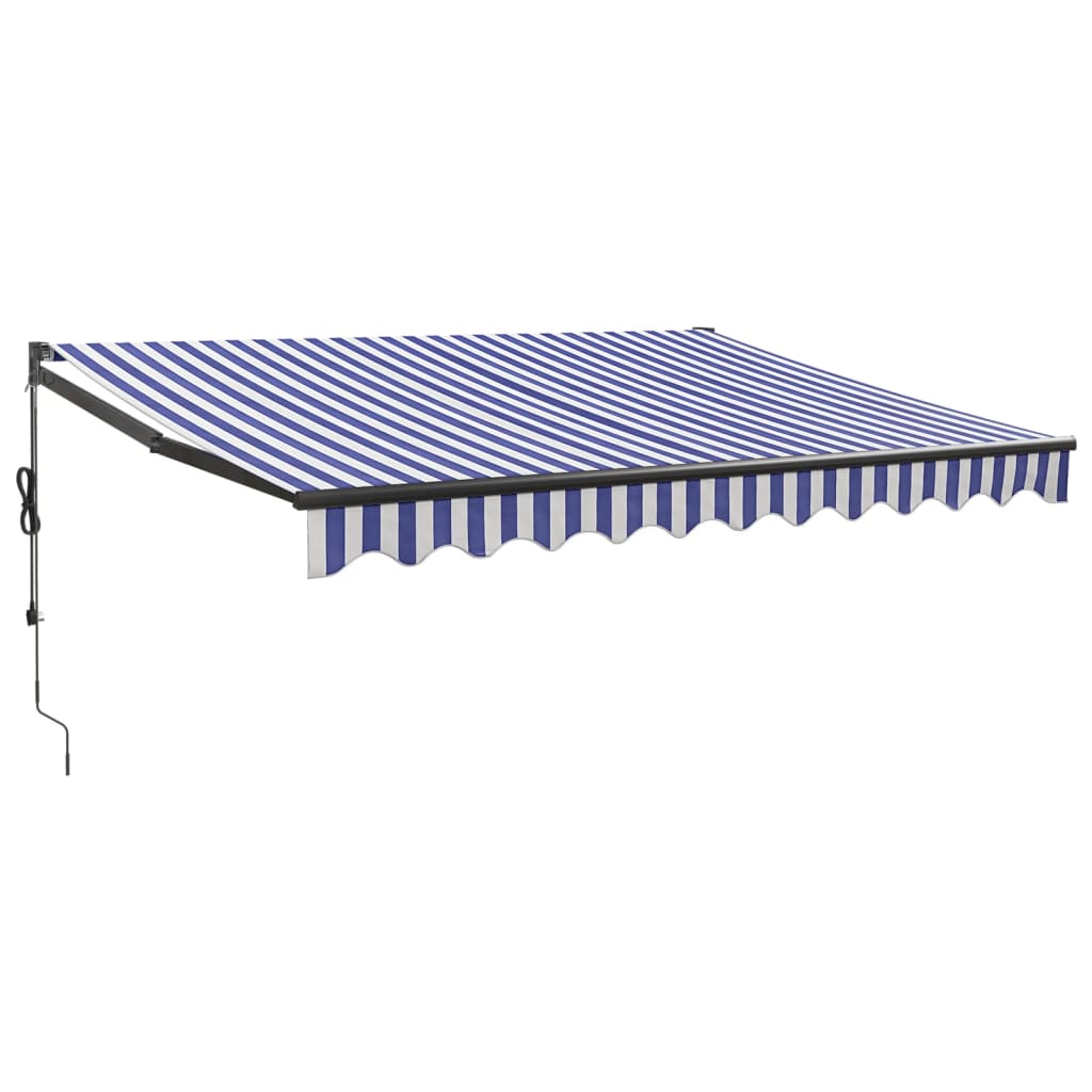 Gelenkarmmarkise Blau und Weiß 3,5x2,5 m Stoff und Aluminium