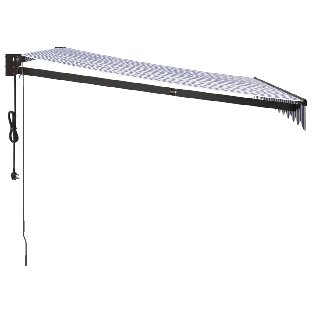 Gelenkarmmarkise Blau und Weiß 3,5x2,5 m Stoff und Aluminium