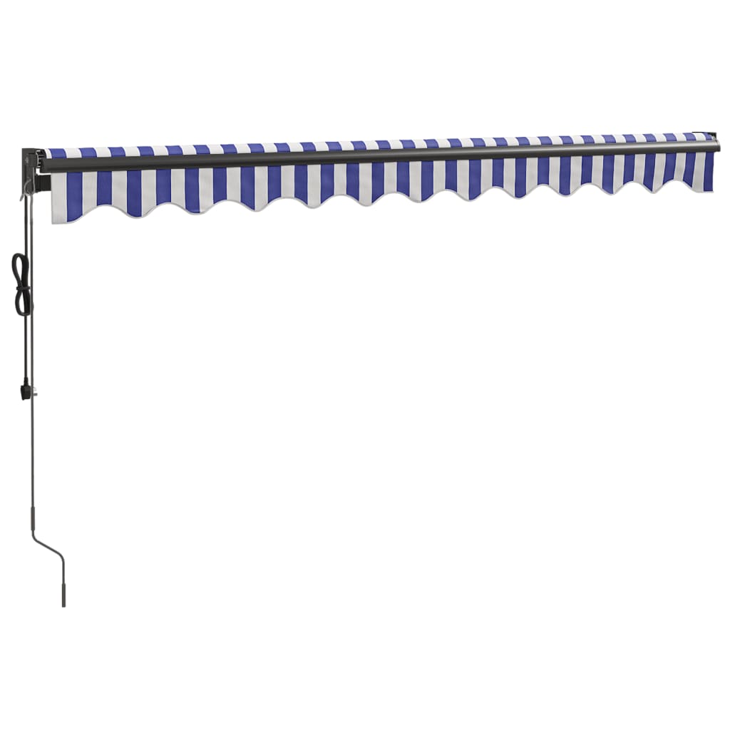 Gelenkarmmarkise Blau und Weiß 3,5x2,5 m Stoff und Aluminium