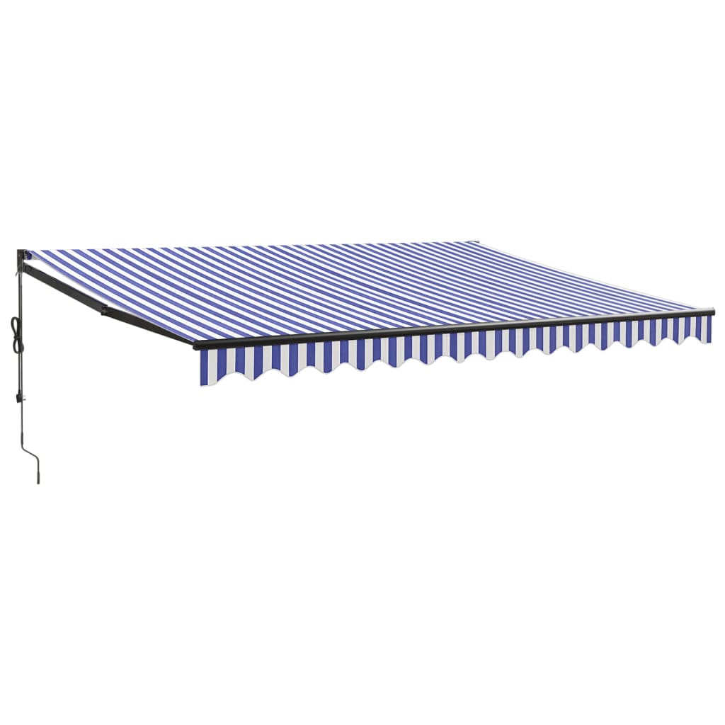 Gelenkarmmarkise Blau und Weiß 4x3 m Stoff und Aluminium