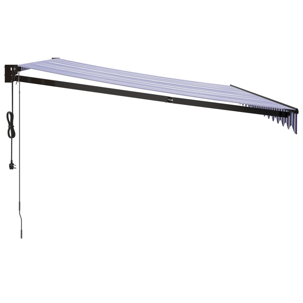 Gelenkarmmarkise Blau und Weiß 4x3 m Stoff und Aluminium
