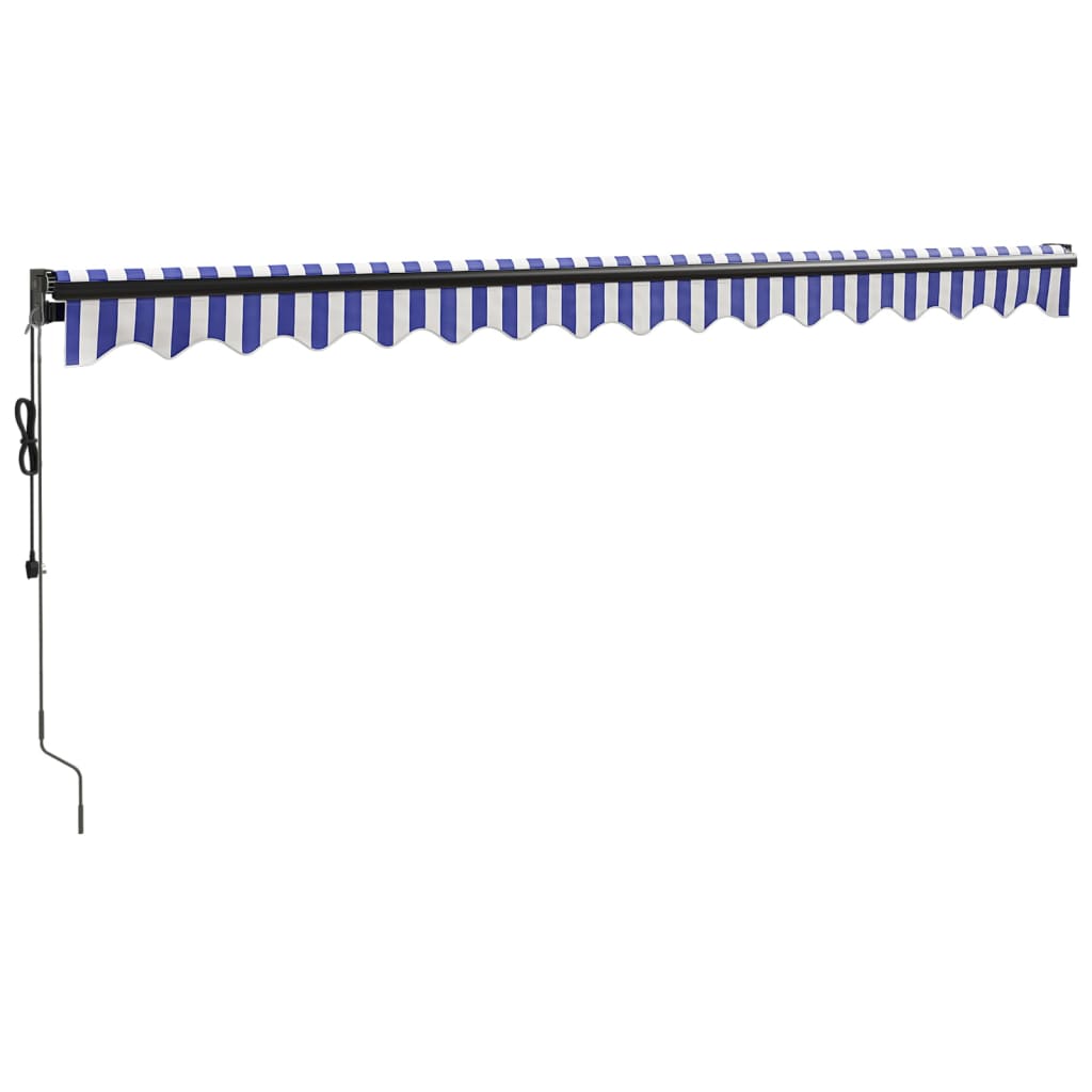 Gelenkarmmarkise Blau und Weiß 4x3 m Stoff und Aluminium