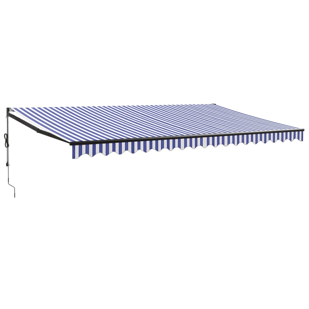 Gelenkarmmarkise Blau und Weiß 5x3 m Stoff und Aluminium