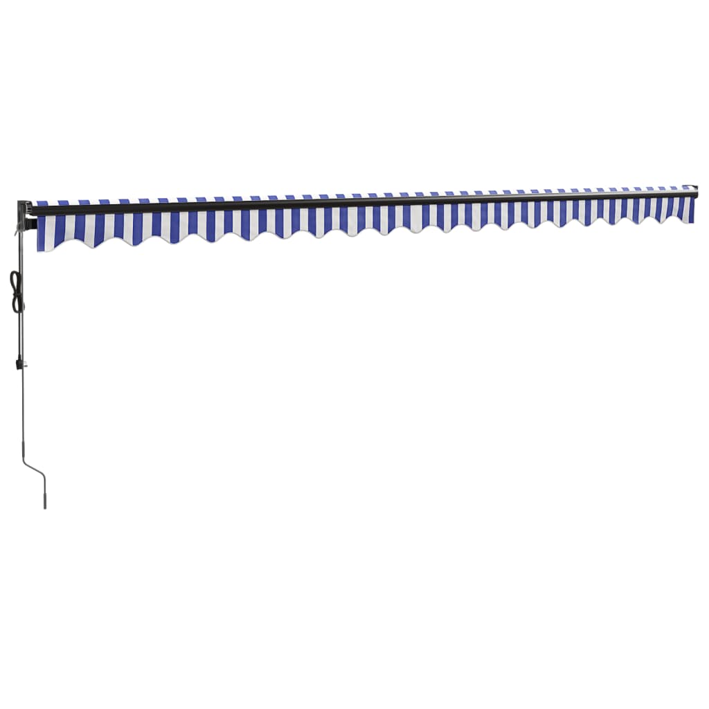 Gelenkarmmarkise Blau und Weiß 5x3 m Stoff und Aluminium