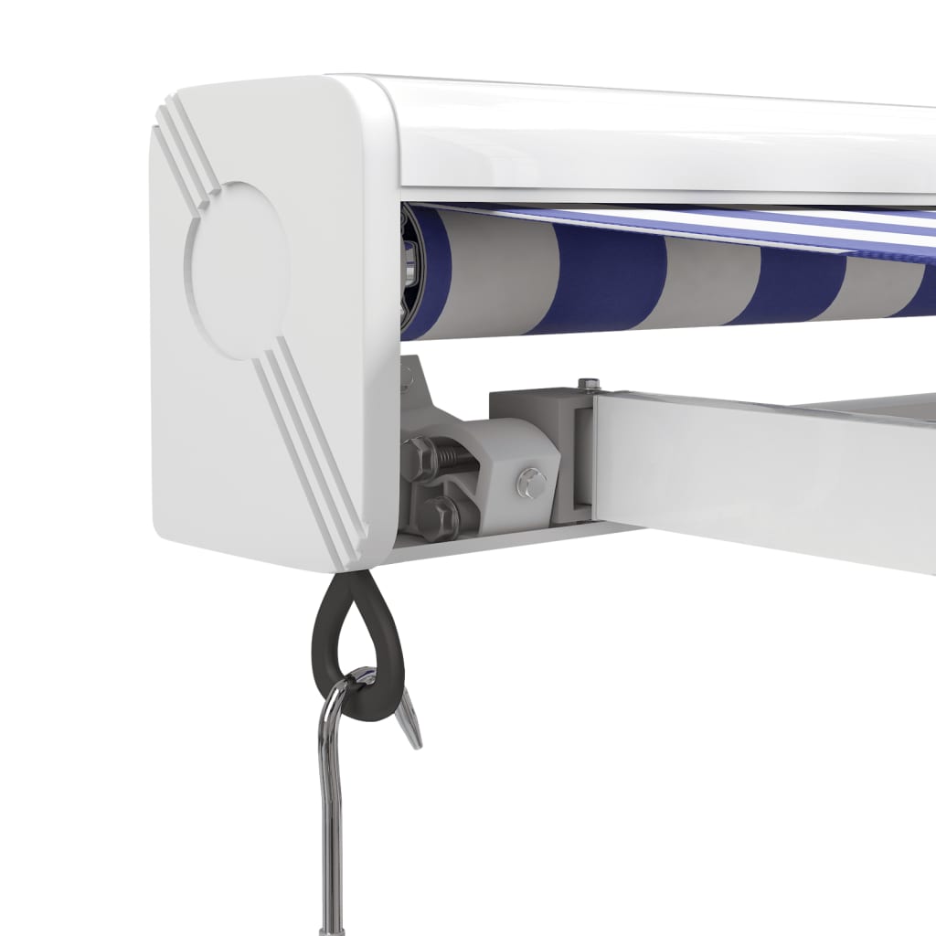 Gelenkarmmarkise Blau und Weiß 3x2,5 m Stoff und Aluminium