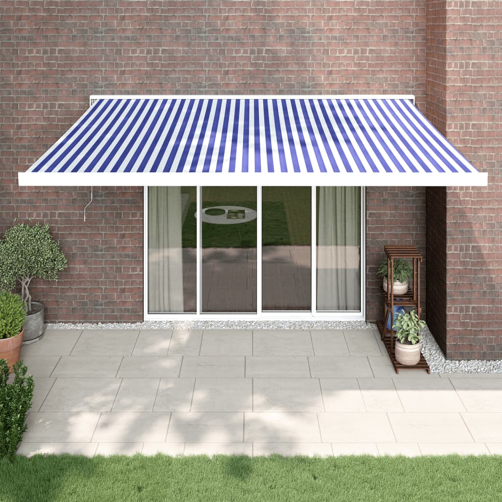 Gelenkarmmarkise Blau und Weiß 4,5x3 m Stoff und Aluminium