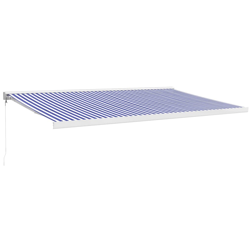 Gelenkarmmarkise Blau und Weiß 5x3 m Stoff und Aluminium