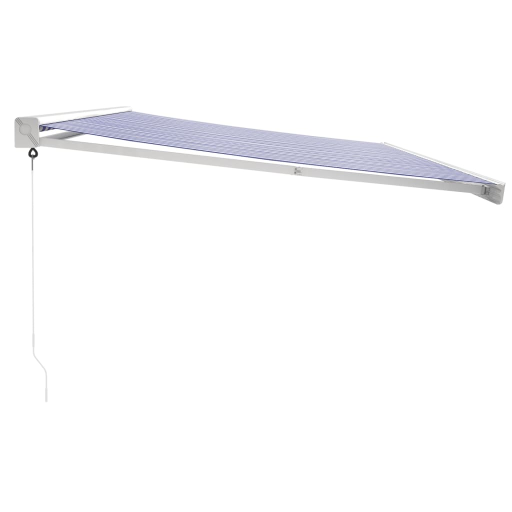 Gelenkarmmarkise Blau und Weiß 5x3 m Stoff und Aluminium