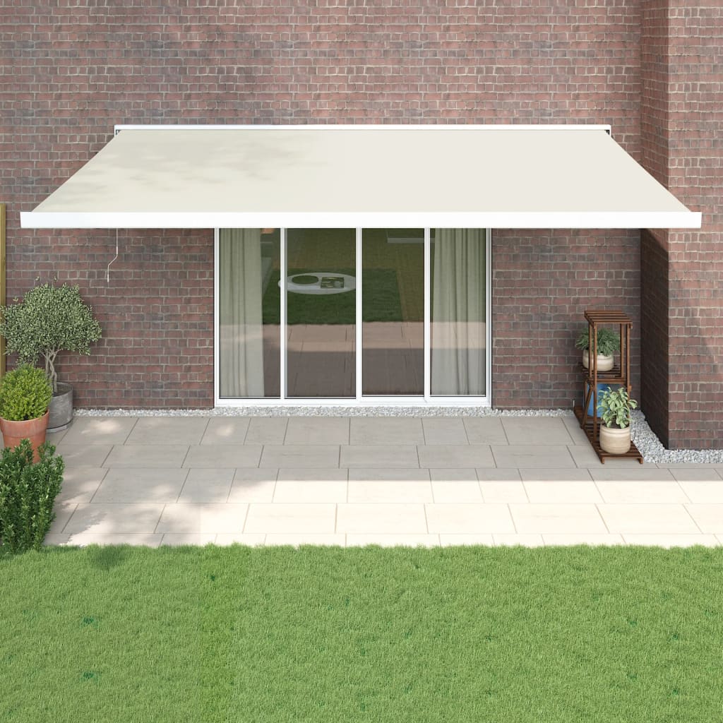 Gelenkarmmarkise Creme 5x3 m Stoff und Aluminium