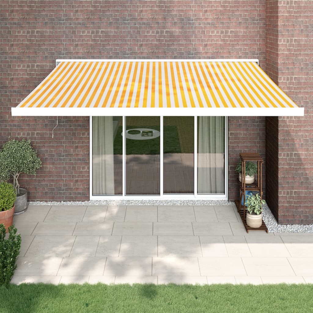 Gelenkarmmarkise Gelb und Weiß 4,5x3 m Stoff und Aluminium