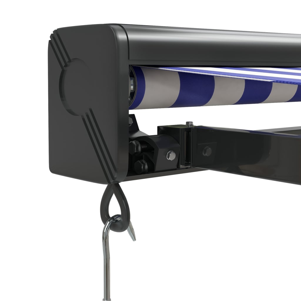 Gelenkarmmarkise Blau und Weiß 3x2,5 m Stoff und Aluminium