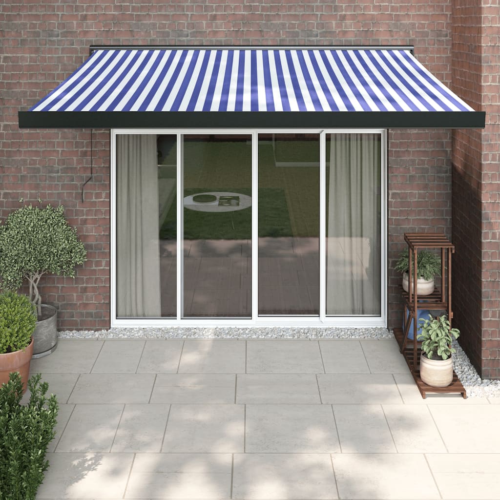 Gelenkarmmarkise Blau und Weiß 3x2,5 m Stoff und Aluminium