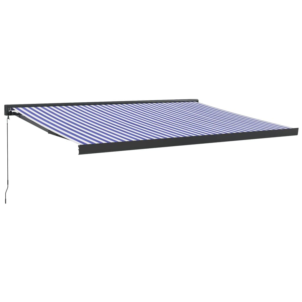 Gelenkarmmarkise Blau und Weiß 4x3 m Stoff und Aluminium