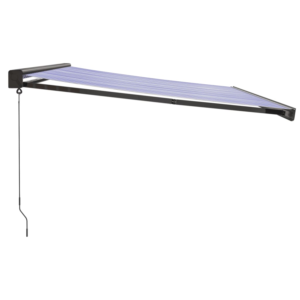 Gelenkarmmarkise Blau und Weiß 4,5x3 m Stoff und Aluminium