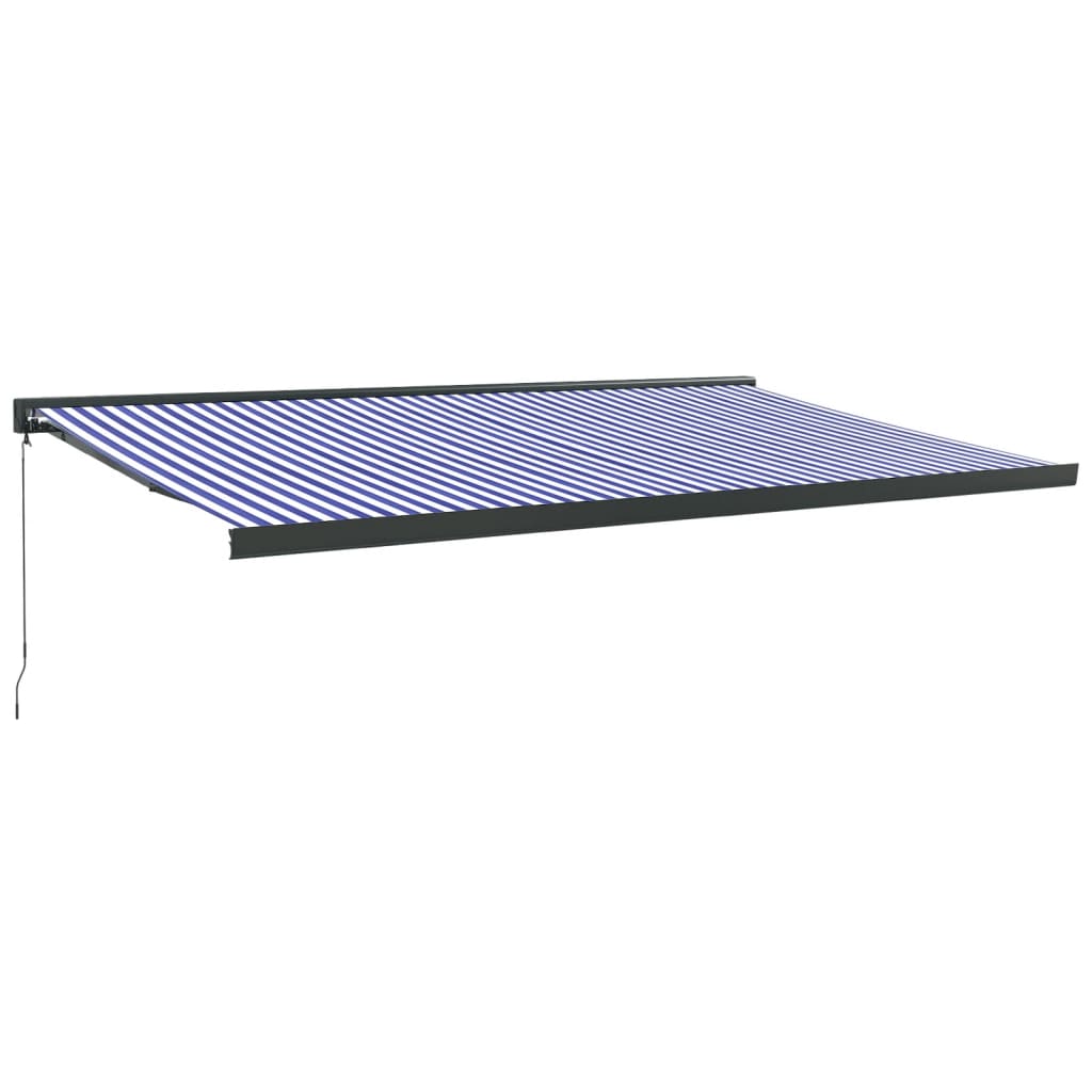 Gelenkarmmarkise Blau und Weiß 5x3 m Stoff und Aluminium