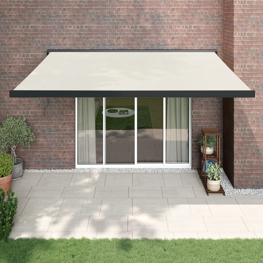 Gelenkarmmarkise Creme 4x3 m Stoff und Aluminium