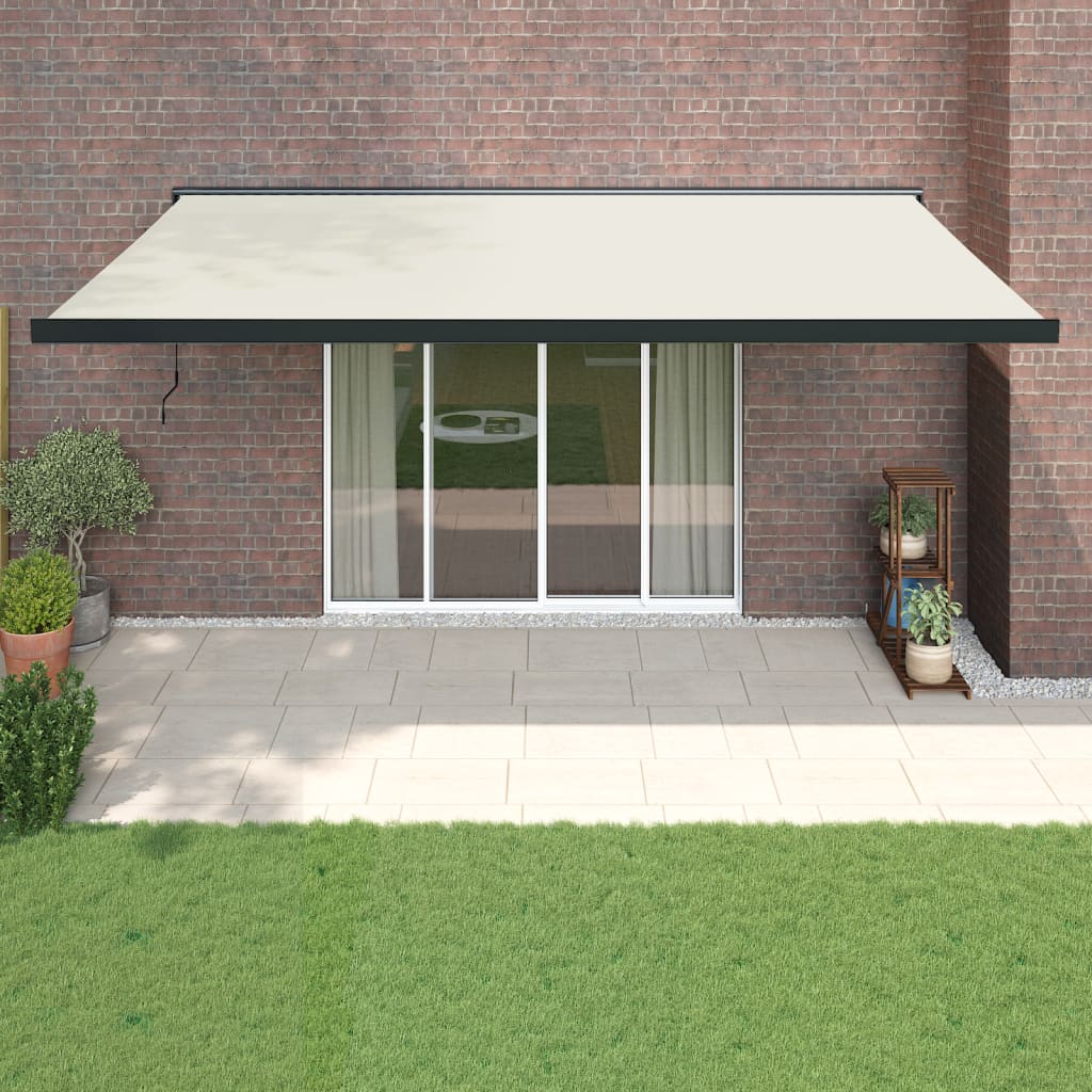 Gelenkarmmarkise Creme 5x3 m Stoff und Aluminium