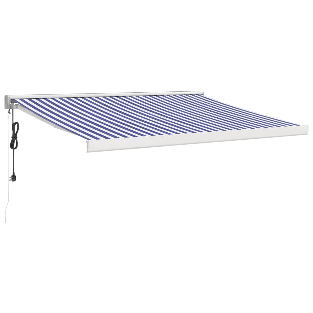 Gelenkarmmarkise Blau und Weiß 3x2,5 m Stoff und Aluminium