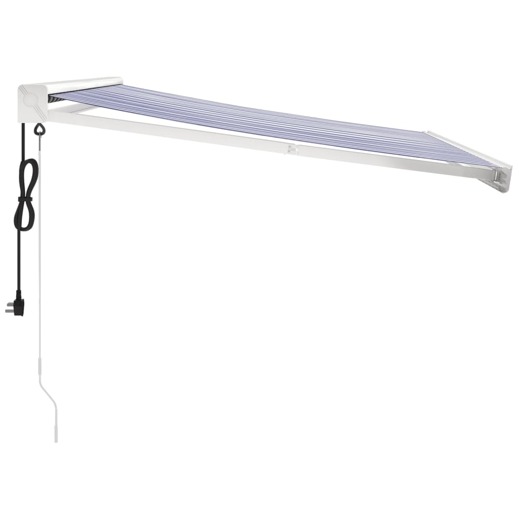 Gelenkarmmarkise Blau und Weiß 3x2,5 m Stoff und Aluminium