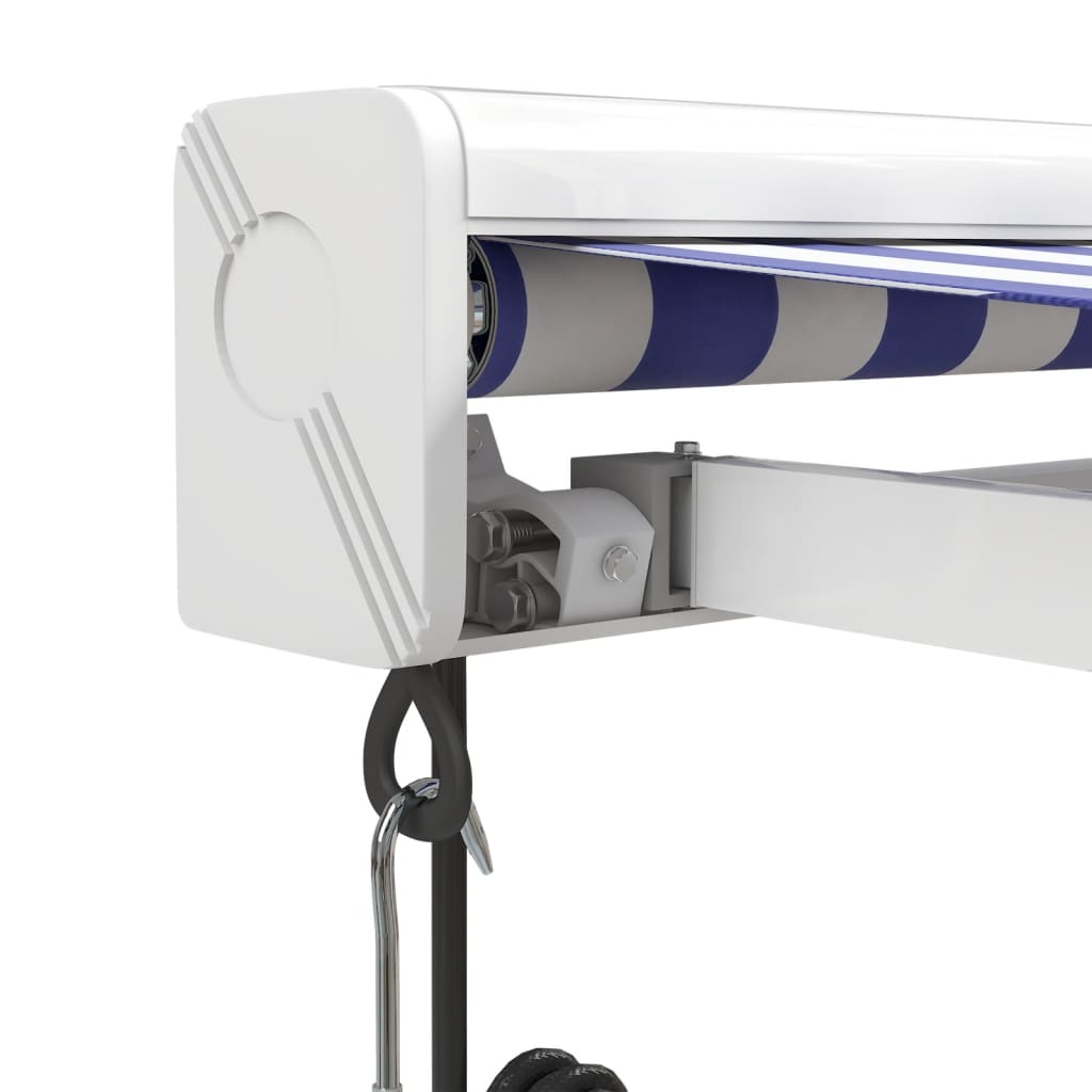 Gelenkarmmarkise Blau und Weiß 3x2,5 m Stoff und Aluminium