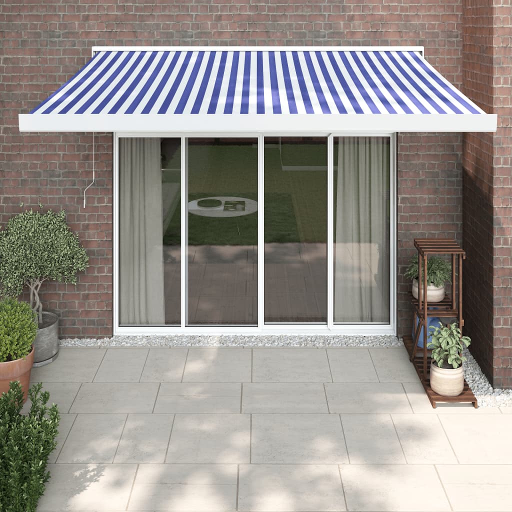 Gelenkarmmarkise Blau und Weiß 3x2,5 m Stoff und Aluminium