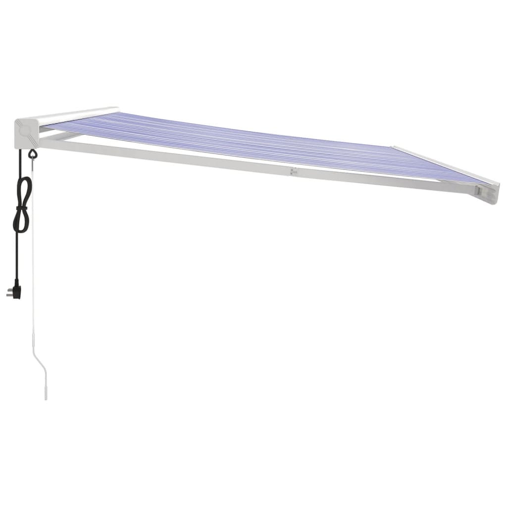 Gelenkarmmarkise Blau und Weiß 4x3 m Stoff und Aluminium
