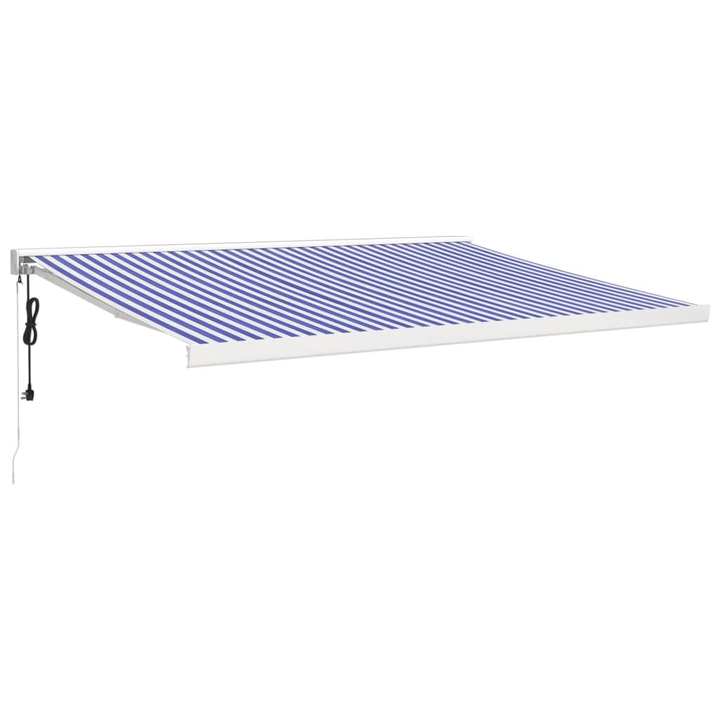 Gelenkarmmarkise Blau und Weiß 4,5x3 m Stoff und Aluminium