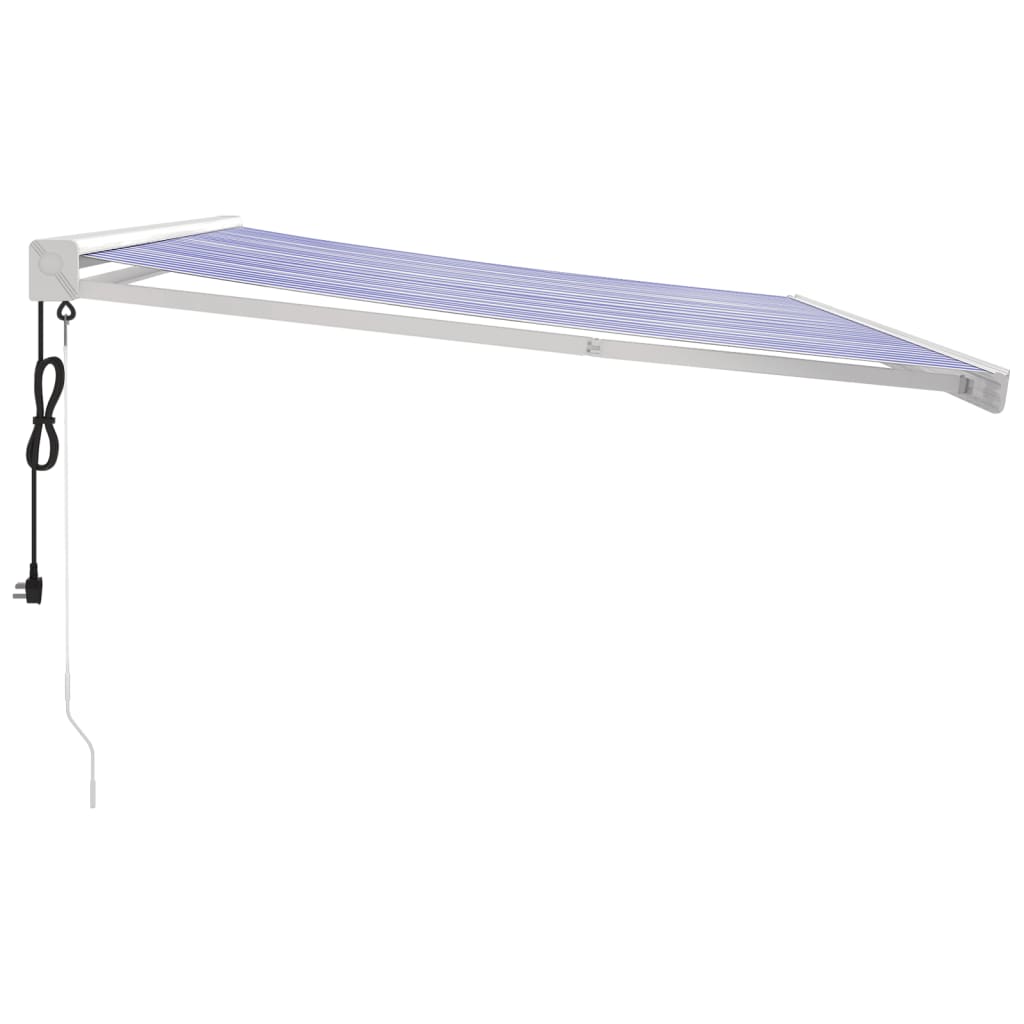Gelenkarmmarkise Blau und Weiß 4,5x3 m Stoff und Aluminium