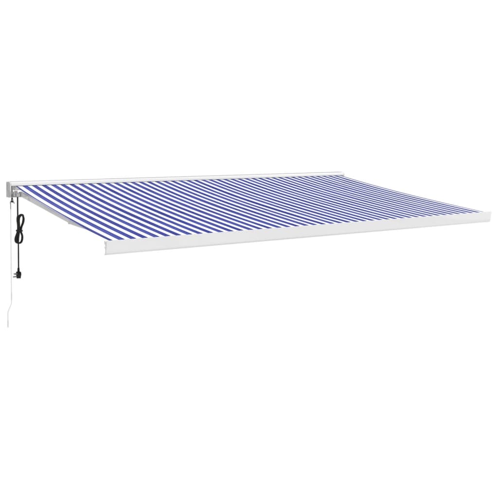 Gelenkarmmarkise Blau und Weiß 5x3 m Stoff und Aluminium