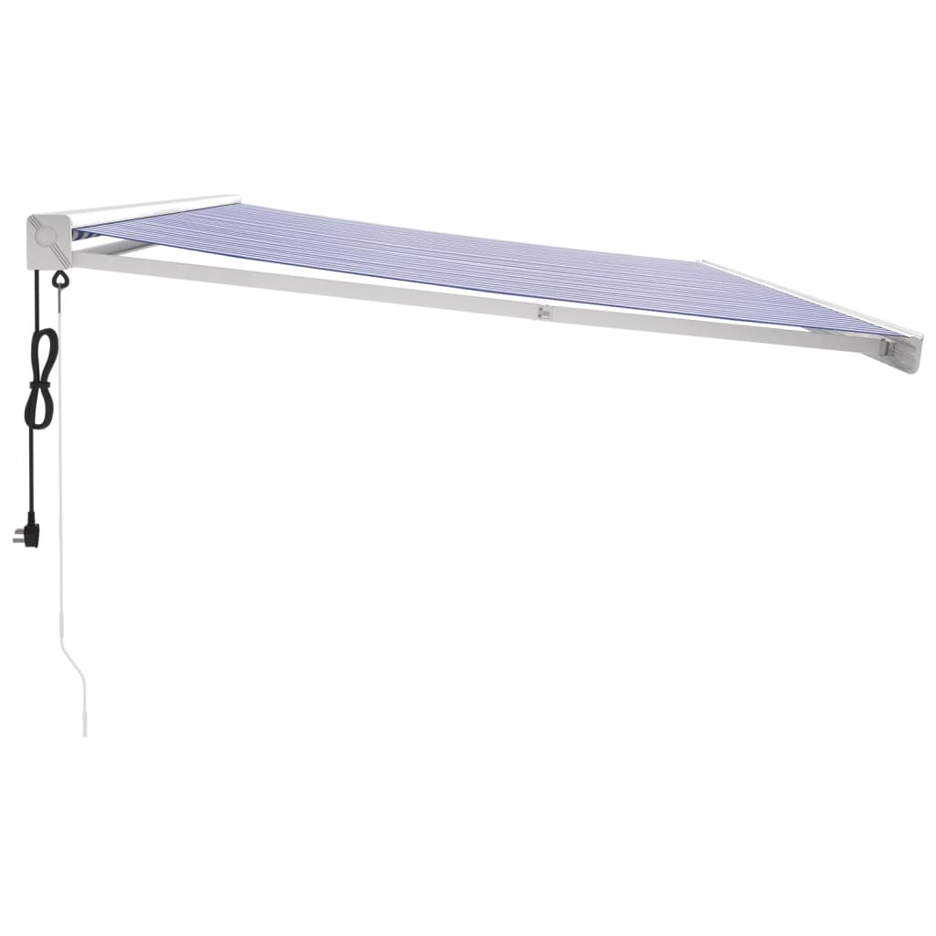 Gelenkarmmarkise Blau und Weiß 5x3 m Stoff und Aluminium